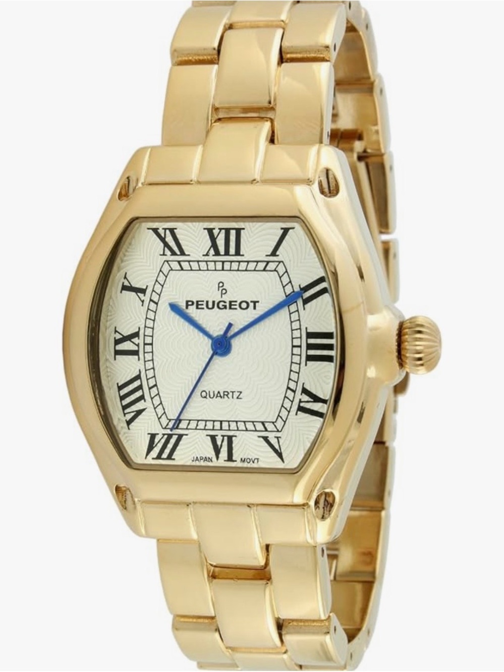 Peugeot GoldTone Tank Women’s Roman Numeral Bracelet Dress Watch Luxury Inspired